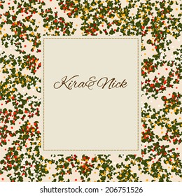 Wedding card template, background with berries, vector illustration