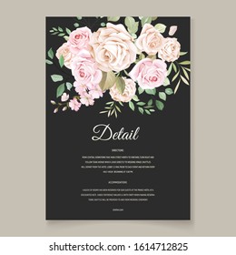 Wedding card template with beautiful floral wreath 
