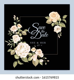Wedding card template with beautiful floral wreath 