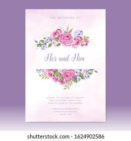 wedding card template with beautiful floral