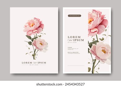 Wedding card template with beautiful rose flower design