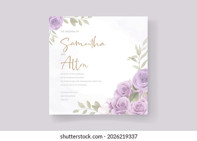 Wedding card template with blooming rose
