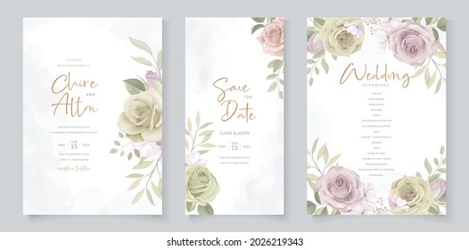 Wedding card template with blooming rose