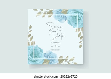 Wedding card template with blooming rose