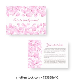 Wedding card template with cherry blossoms on a white background