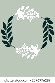 wedding card template design with circular leaf decoration