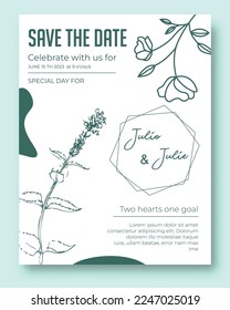 plantilla de tarjeta de boda editable con ornamento floral