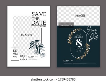 wedding card template elegant classic wreath decor.
