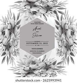 Wedding card template with elegant greenery and foliage  design card set design card
