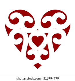 Wedding card template with heart for laser cutting