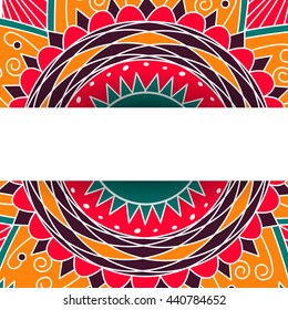 Wedding card template with mandala and white place for your text. Perfect for cards,  invitations. 