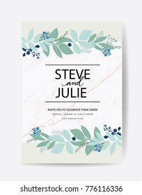 Wedding card template with marble