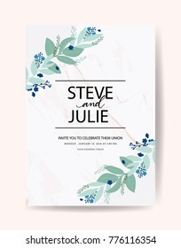 Wedding card template with marble
