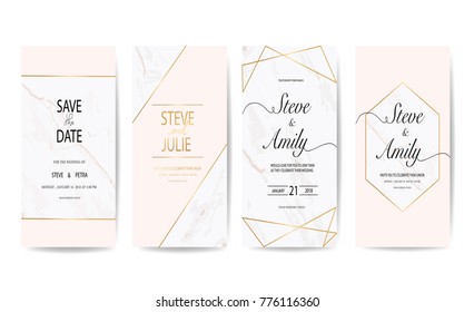 Wedding card template with marble