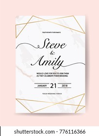 Wedding card template with marble