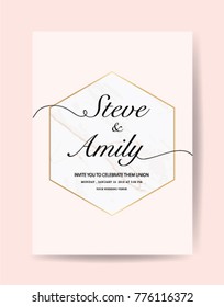 Wedding card template with marble