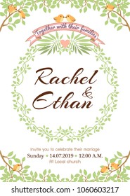 Wedding card template with natural Theme . 