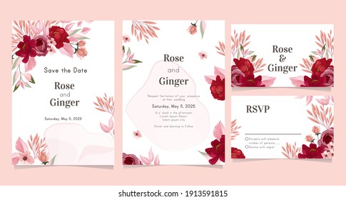 Hochzeitskartenvorlage mit hübscher Blume