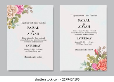 plantilla de tarjeta de boda con rosa