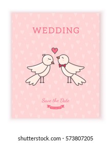 Wedding card template. Vector decorative background for sweet romantic design.