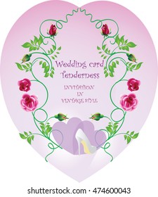 Wedding card Tenderness. Vector image of vintage style.Wedding card, web, banner, poster, flyer, brochure.