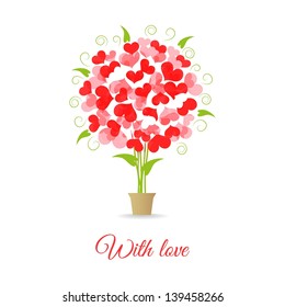 Wedding card tree of hearts