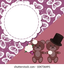 wedding card with two teddy bears