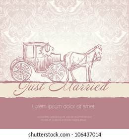 Wedding card with typographic template. Vector EPS10.