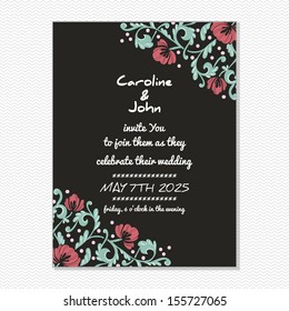 Wedding card. Vector file has few layers for easy using.