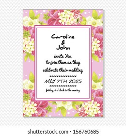 Wedding card. Vector file has few layers for easy using.