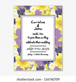 Wedding card. Vector file has few layers for easy using.