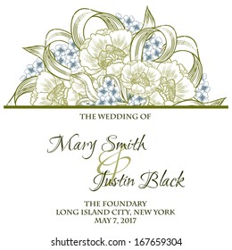 Wedding card. Vector file has few layers for easy using.