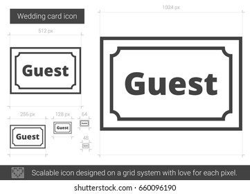Wedding card vector line icon isolated on white background. Wedding card line icon for infographic, website or app. Scalable icon designed on a grid system.