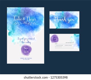 Wedding card with watercolor 