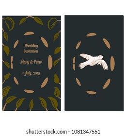 Wedding cards, floral wedding design elements from flowers, leaves and branches. Vector decorative greeting card or invitation design background.