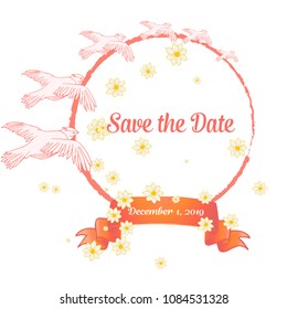 Wedding cards, floral wedding design elements from flowers, leaves and branches. Vector decorative greeting card or invitation design background.