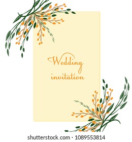 Wedding cards, floral wedding design elements from flowers, leaves and branches. Vector decorative greeting card or invitation design background.