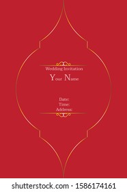 Wedding Cards India Pattern surround words 5" W x 7" H.