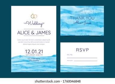 wedding cards, invitation. Save the date sea style design. Romantic beach wedding summer background