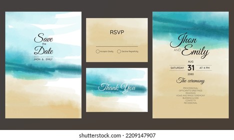 wedding cards, invitation. Save the date sea style design. Romantic beach wedding summer background