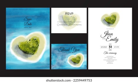 wedding cards, invitation. Save the date sea style design. Romantic beach wedding summer background