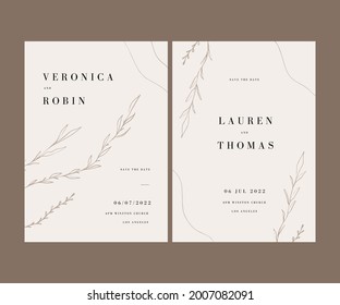 wedding cards with line flowers