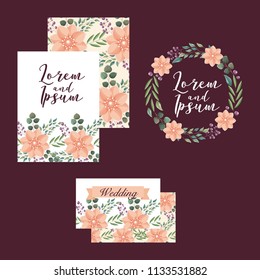 wedding cards template flowers ornament decoration