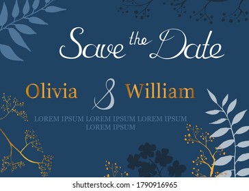 Wedding cards template. Hand drawn floral elements with inscriptions. Vector illustrations