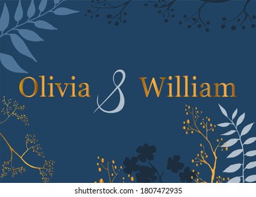 Wedding cards template. Hand drawn floral elements with inscriptions. Vector illustrations