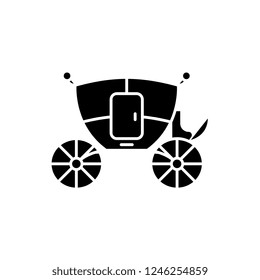 Wedding carriage black icon, vector sign on isolated background. Wedding carriage concept symbol, illustration 