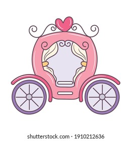 Wedding carriage colored vector illustration, isolated linear style pictogram 