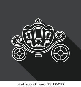 wedding carriage flat icon with long shadow, line icon