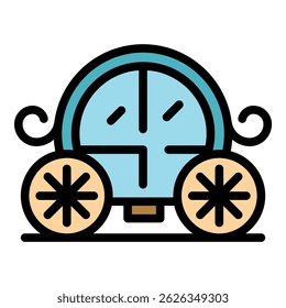 Wedding carriage icon. Outline wedding carriage vector icon color flat isolated