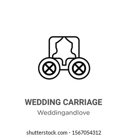 Wedding carriage outline vector icon. Thin line black wedding carriage icon, flat vector simple element illustration from editable weddingandlove concept isolated on white background